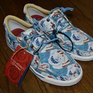 Olivia Bennet Twisted Patriotic Red White Blue Roses Sneaker Tennis Shoe NEW 8